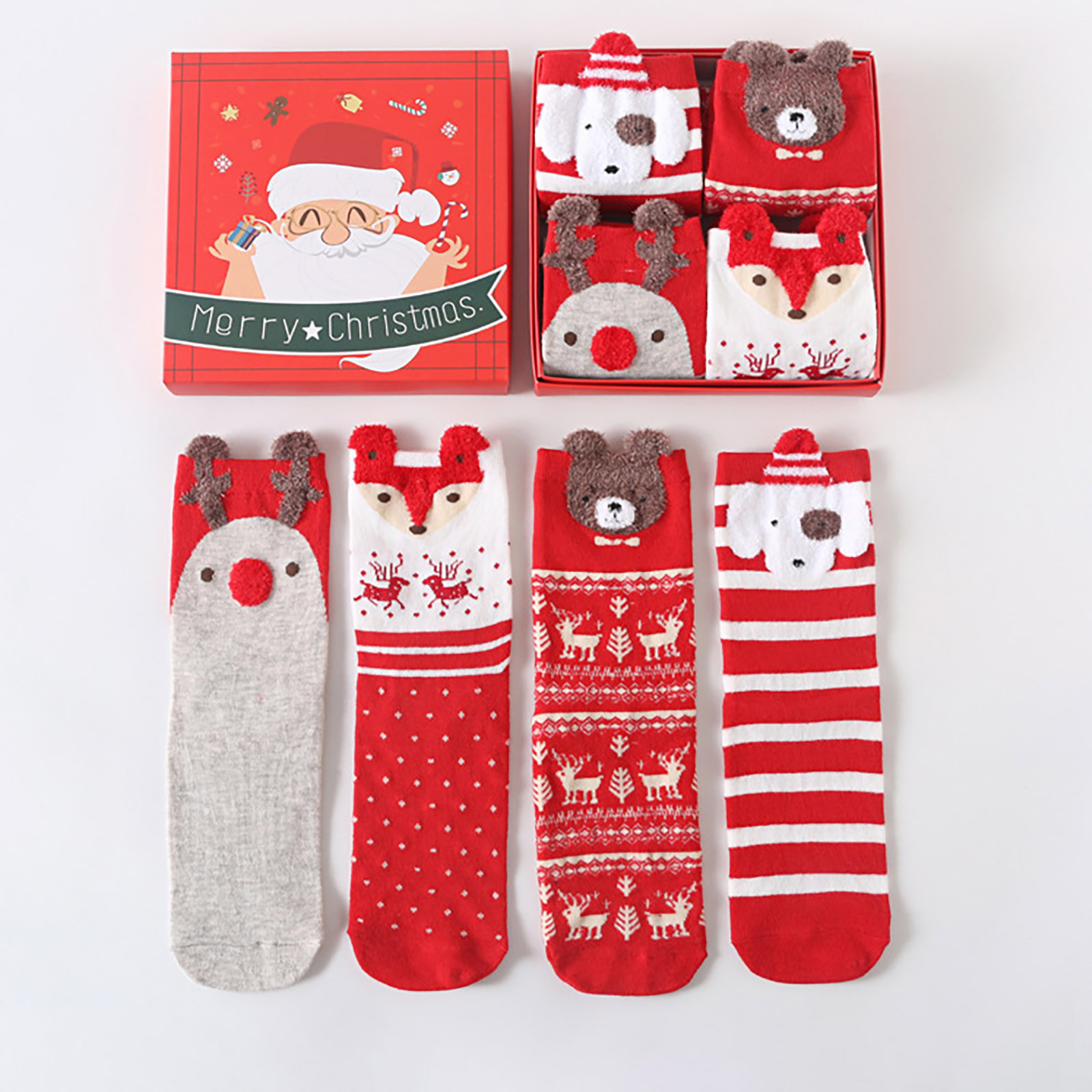 DENGDENG Women's Fluffy Fuzzy Winter Warm Sleeping Christmas Slipper Socks 4 Pairs Walmart.com